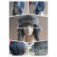 Top quality rabbit fur caps winter hats with earflaps